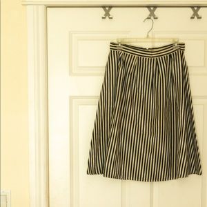 Retro Striped Midi Circle Skirt